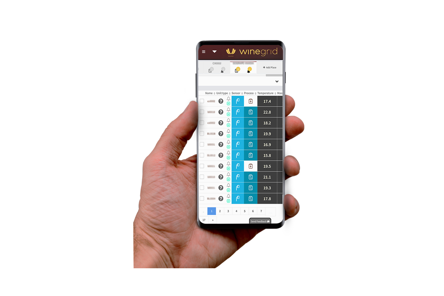 dashboard winegrid mobile
