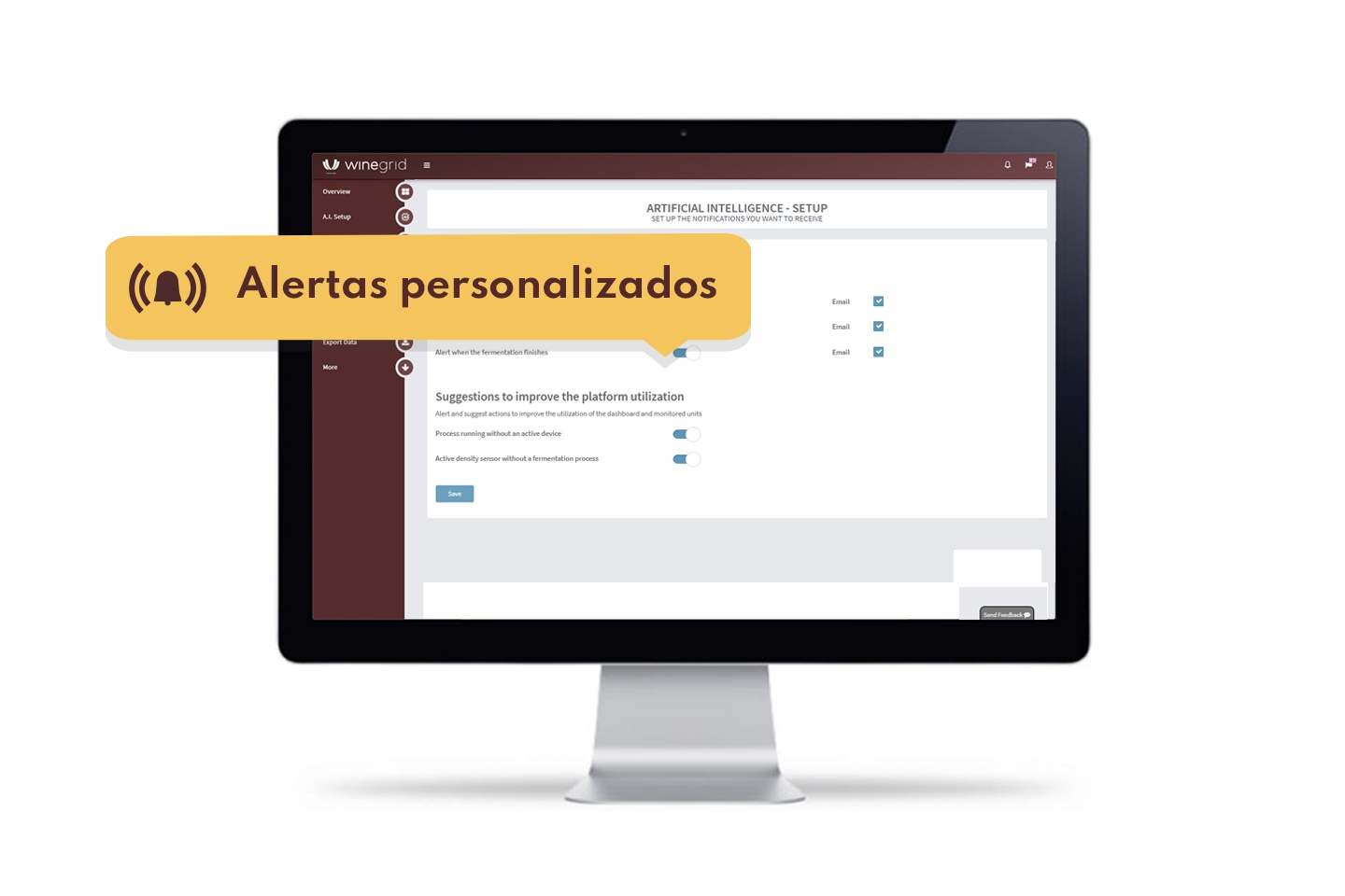 WINEGRID - Dashboard -Alertas e notificações personalizáveis